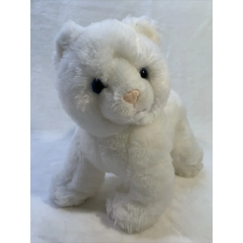 2000 Toys R Us Animal Alley White Kitty‎ CAT Plush Stuffed Kitten Blue Eyes EUC